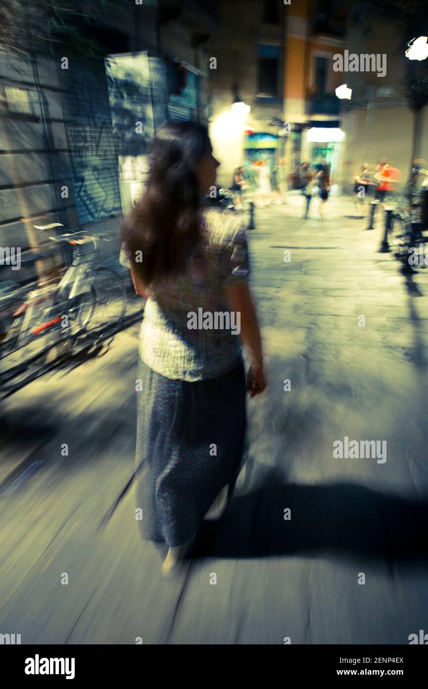 Woman movement night street hi-res stock photography and images - Alamy