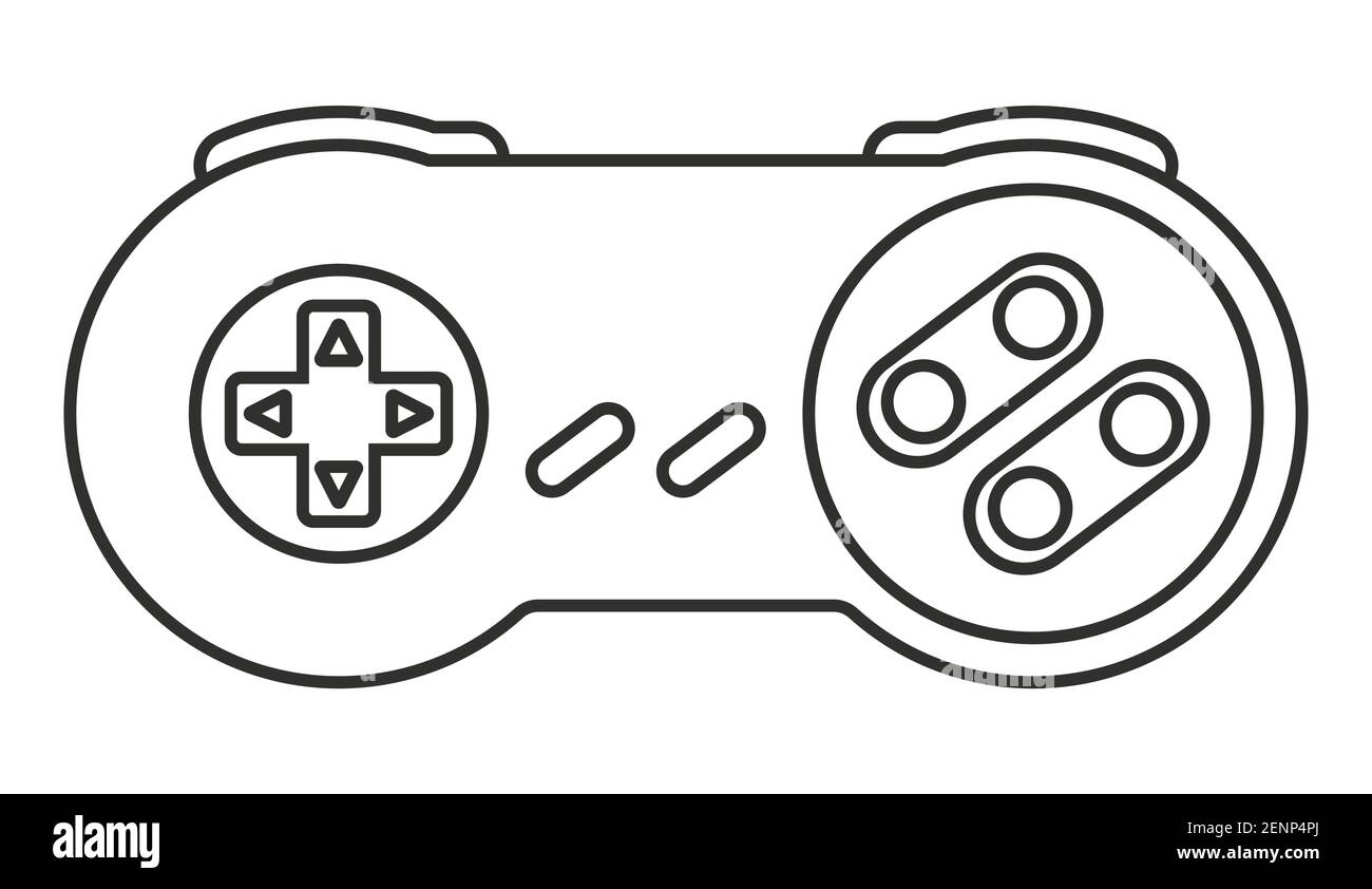 Retro video game controller / classical joystick line art icon for apps