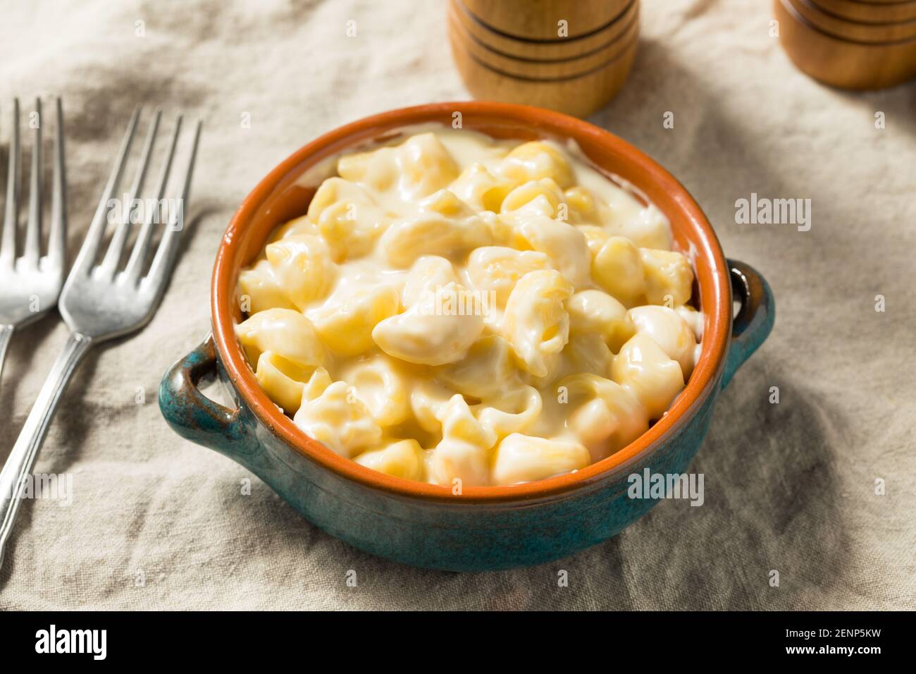 Healthy Homemade White Macaroni and Cheese in a Bowl Stock Photo