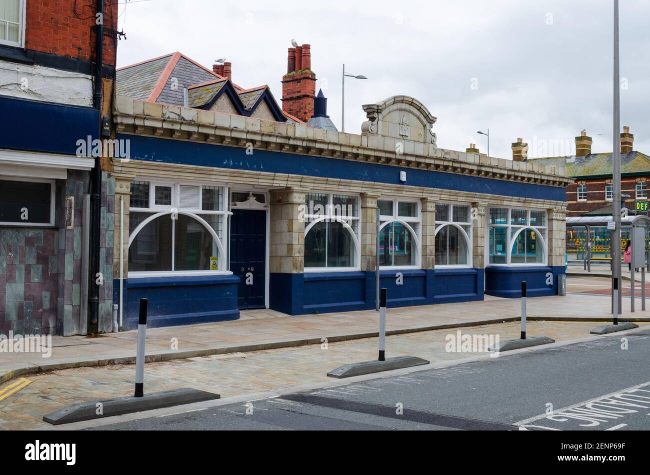 Rhyl, Denbighshire; UK: Feb 21, 2021: The former Costigans pub has been renovated and has been transformed into business units. Stock Photo
