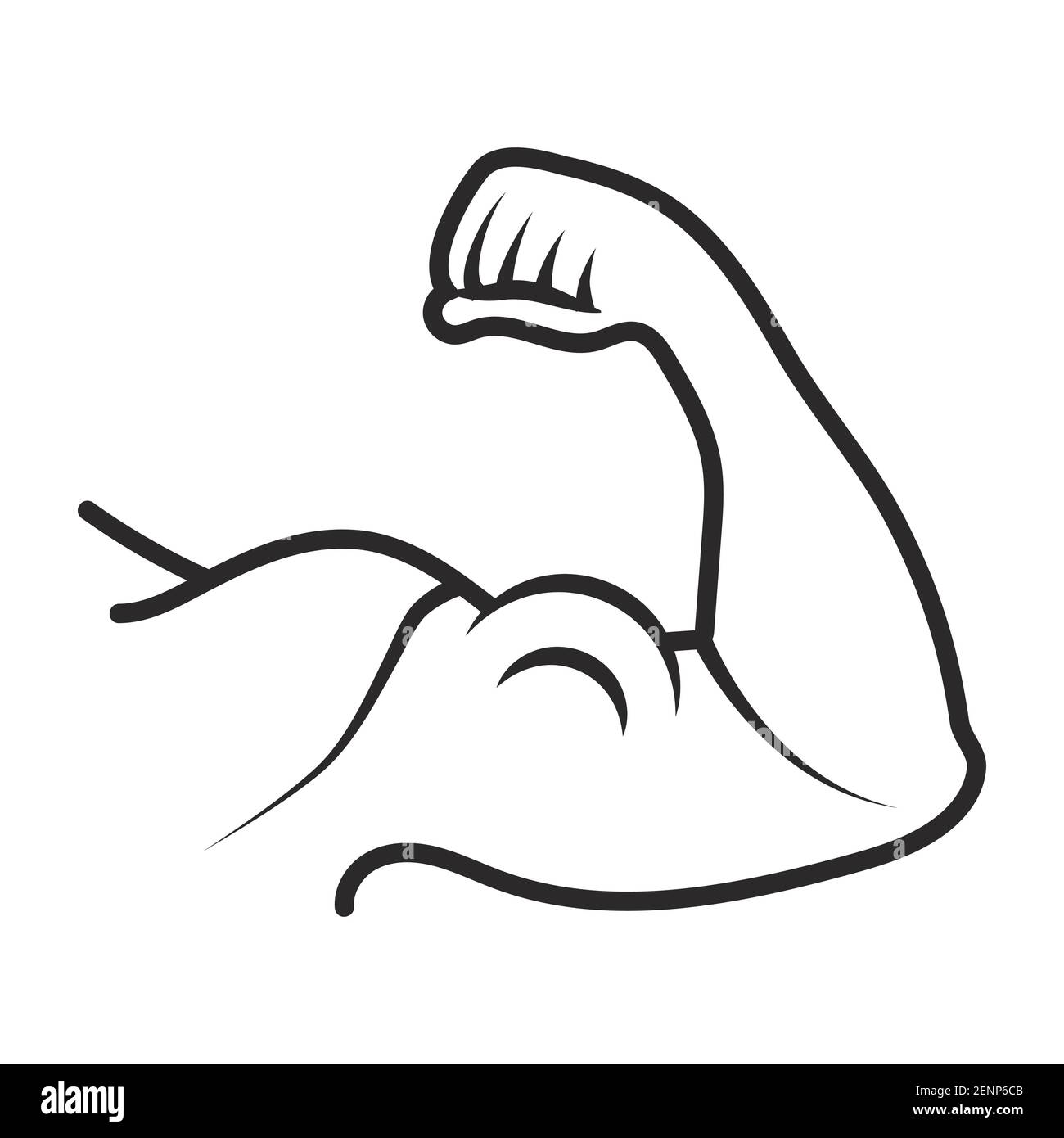 the human arm muscle strength or biceps brachii line art vector icon ...