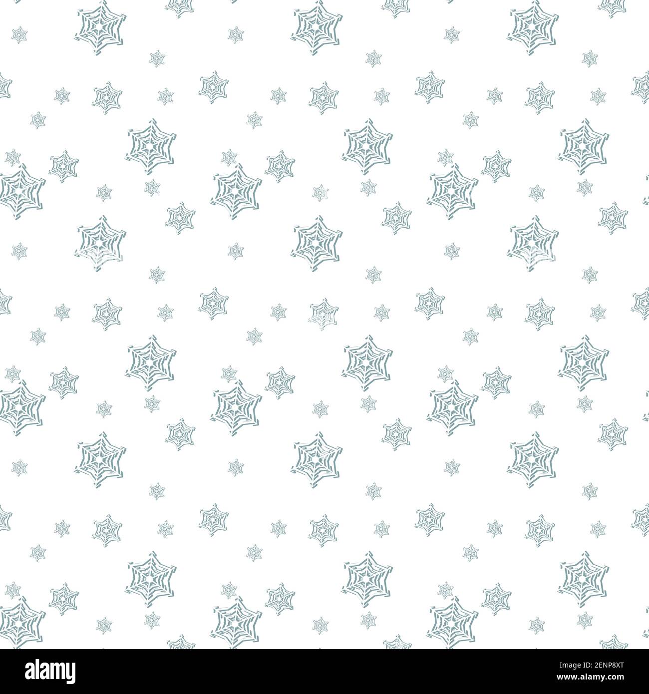 Seamless pattern with white snowflakes and stars on a blue background ...