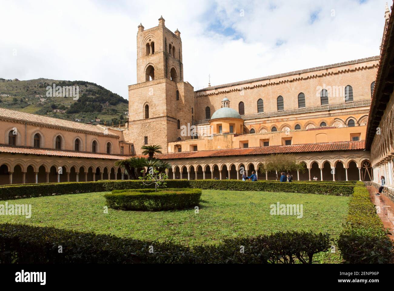 Italy,Sicily,Monreale, Monreale Cathedral, the Cloister Stock Photo