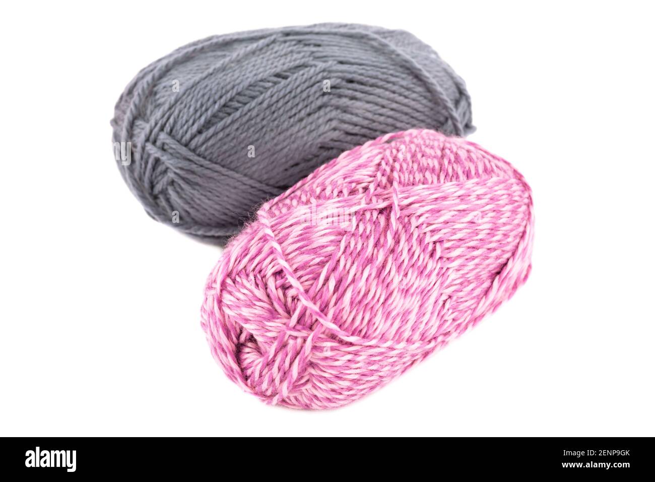 Two knitting yarn clews isolated on white background. Stock Photo