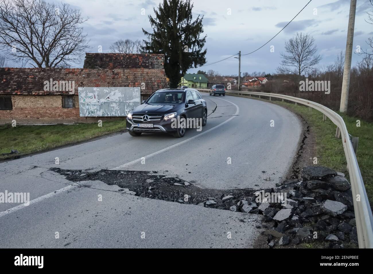 A catastrophic earthquake measuring 6.3 hit Petrinja and was felt in most of the country. So far 7 people died during earthquake. In the photo: destro Stock Photo