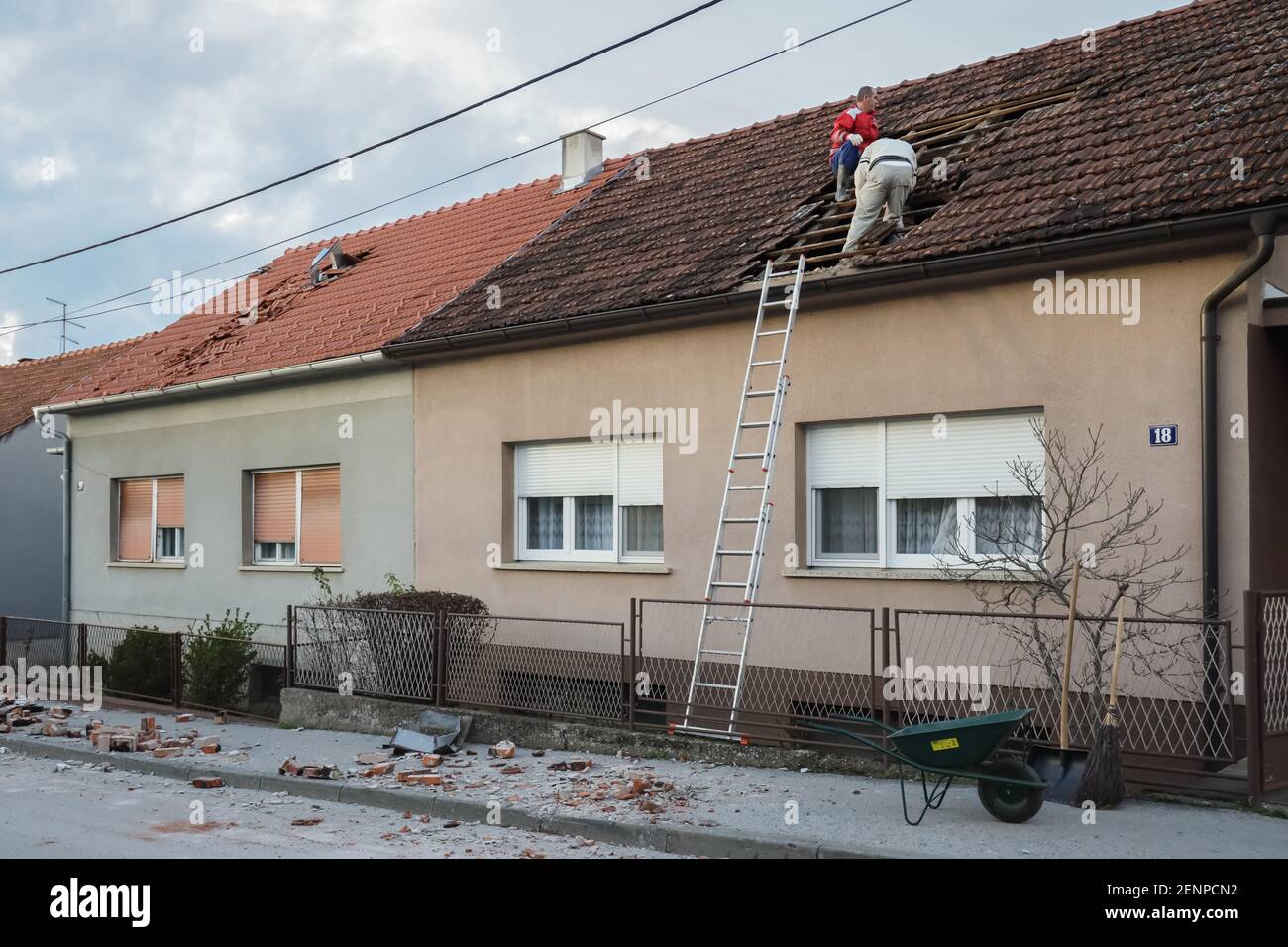 A catastrophic earthquake measuring 6.3 hit Petrinja and was felt in most of the country. So far 7 people died during earthquake. In the photo: People Stock Photo