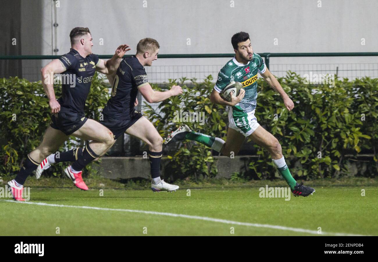Monigo stadium, Treviso, Italy, 26 Feb 2021, Benetton celebrates Try ...