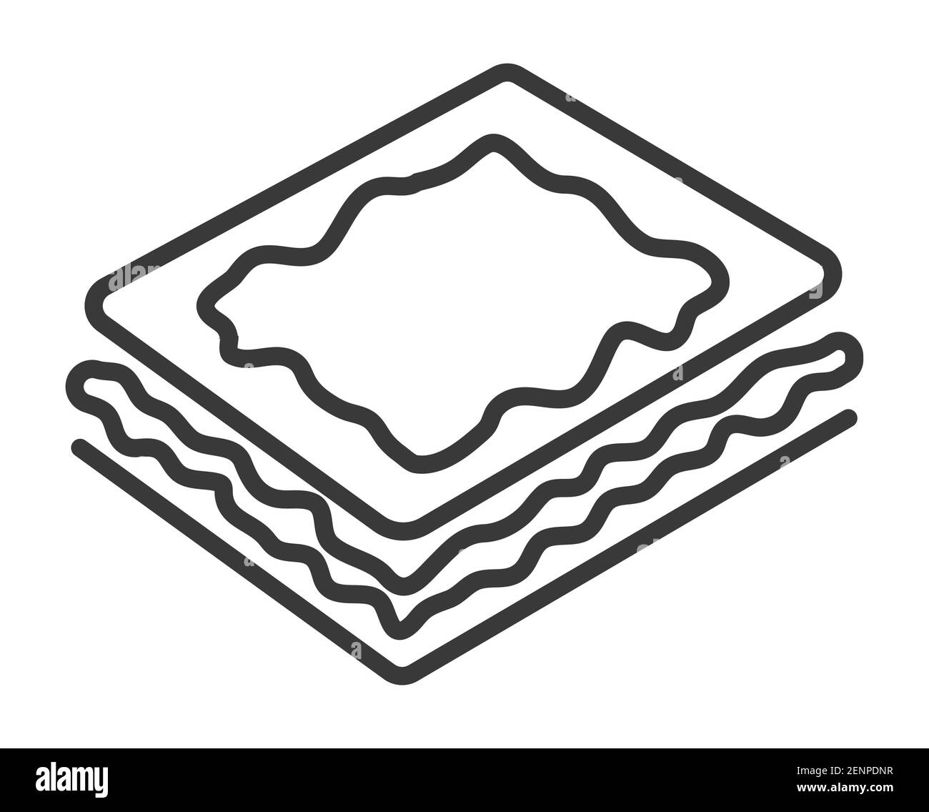 Puff pastry or pastry sheet breads line art vector icon for apps and