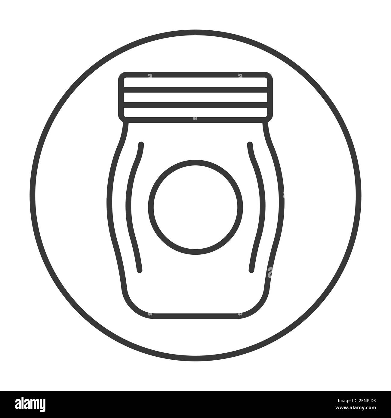 Rounded a mason bottle or Mason glass jar line art icon for apps and ...