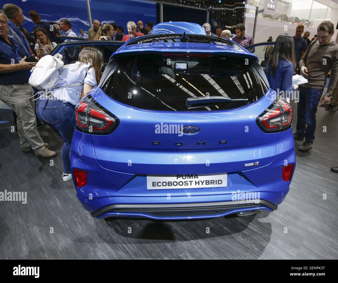 The American car manufacturer Ford displays the Ford Puma Ecoboost Hybrid  subcompact crossover SUV at the 2019 Internationale Automobil-Ausstellung  (IAA) in Frankfurt, Germany on September 12, 2019. (Photo by Michael  Debets/Pacific Press/Sipa