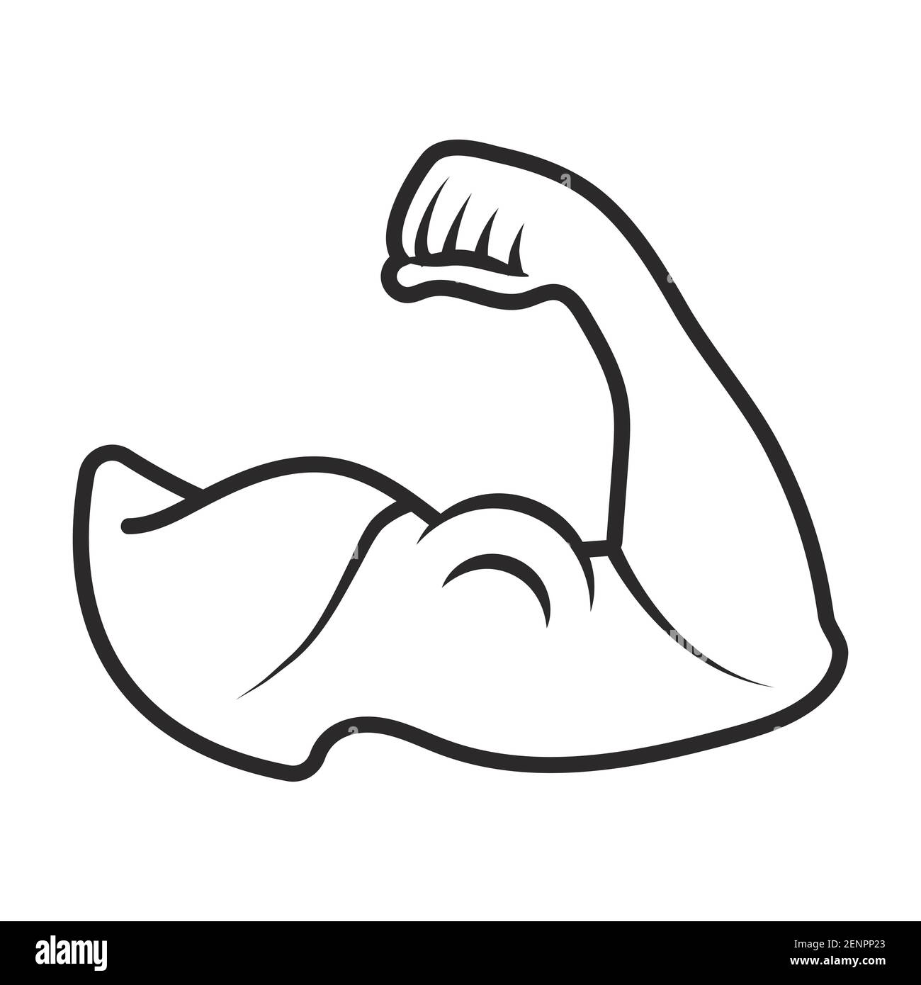 the human arm muscle strength or biceps brachii line art icon Stock Vector