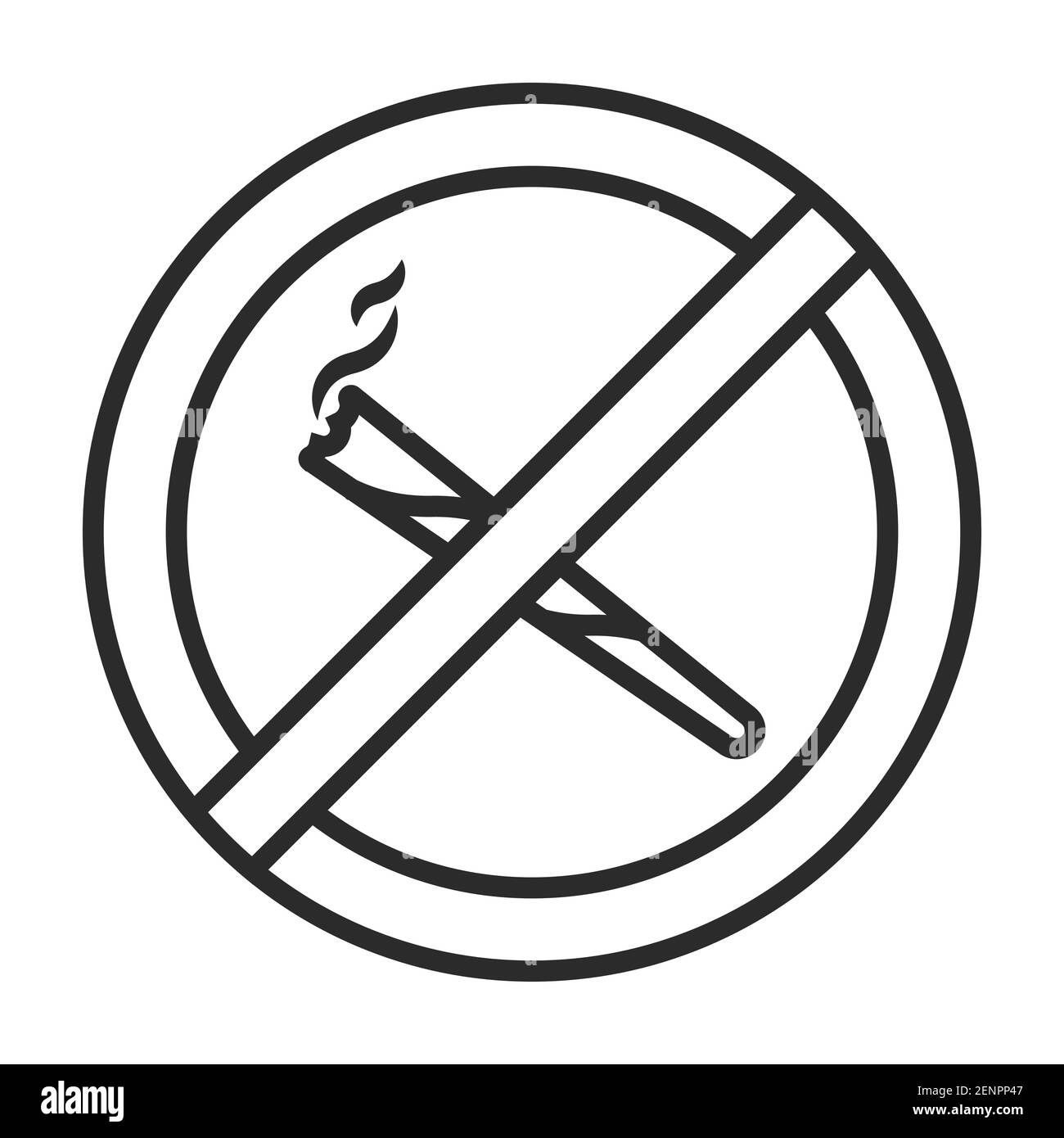 No smoking marijuana or cannabis smoke ban sign line art icon Stock Vector