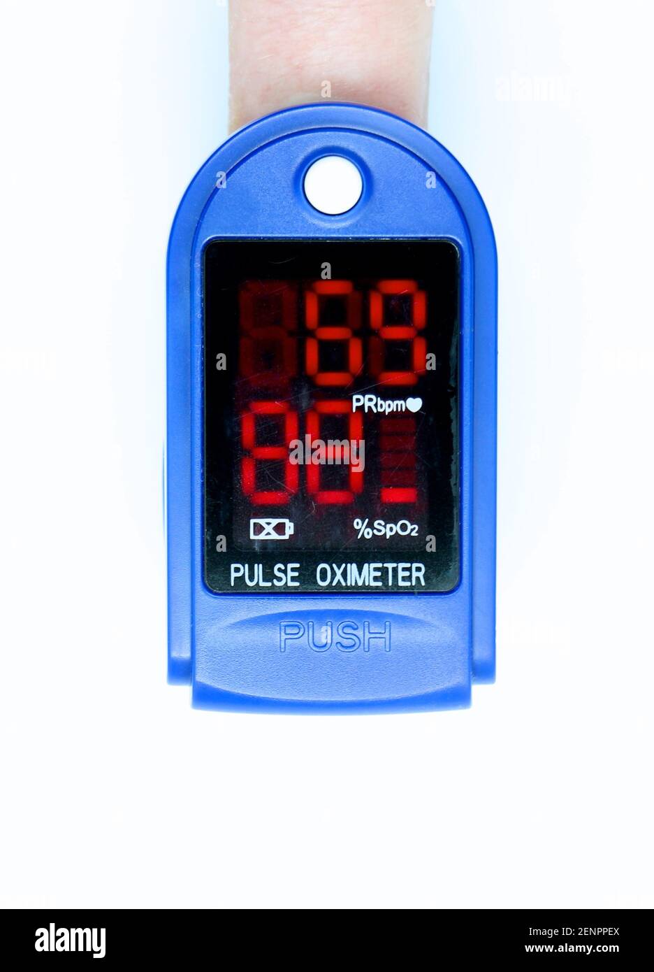 Pulse Oximeter showing a low 88% oxygen reading and 69 heart rate against  white background Basic medical tools for health workers during the pandemic  Stock Photo - Alamy