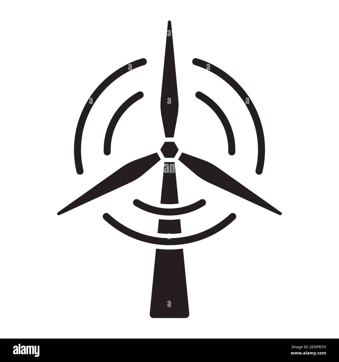 Renewable energy wind turbines flat icon for apps or website Stock ...