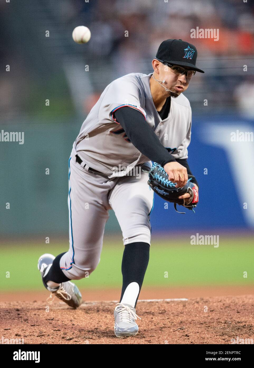 September 14, 2019: Miami Marlins starting pitcher Robert Dugger (64) throws during a MLB baseball game between the Miami Marlins and the San Francisco Giants at Oracle Park in San Francisco, California. Valerie Shoaps/(Photo by Valerie Shoaps/CSM/Sipa USA) Stock Photo