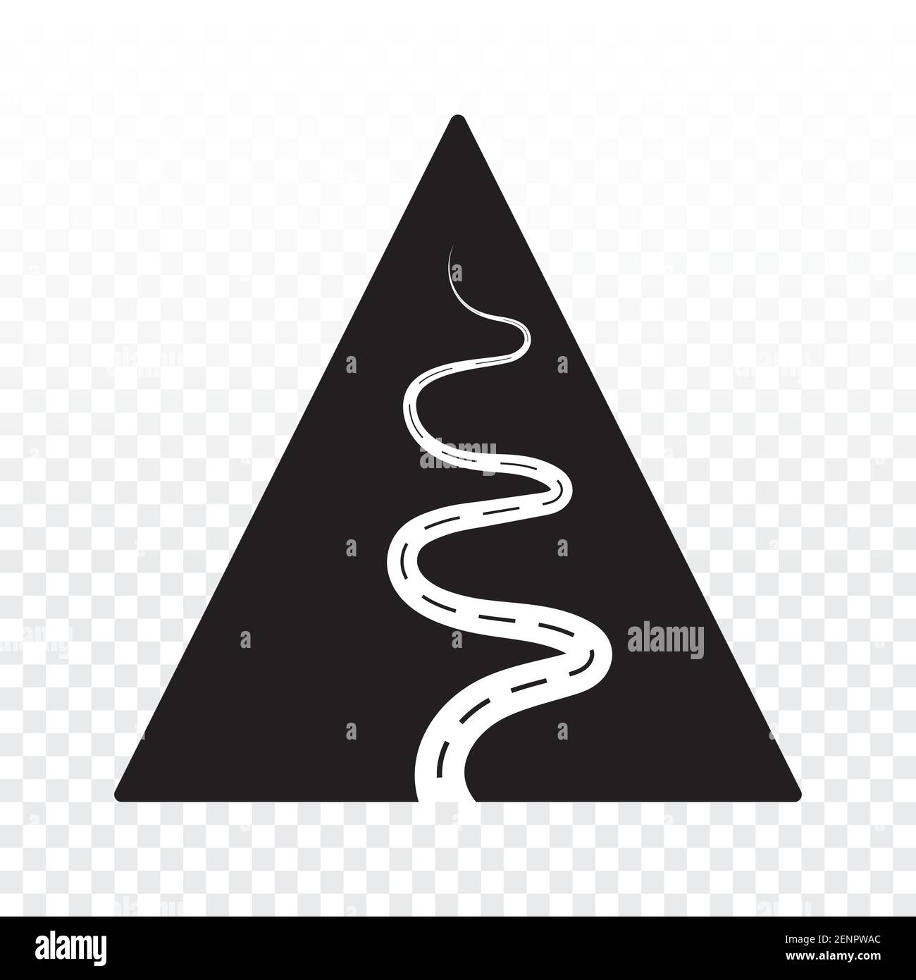 Tall mountain with hiking trail flat vector icons on a transparent background Stock Vector