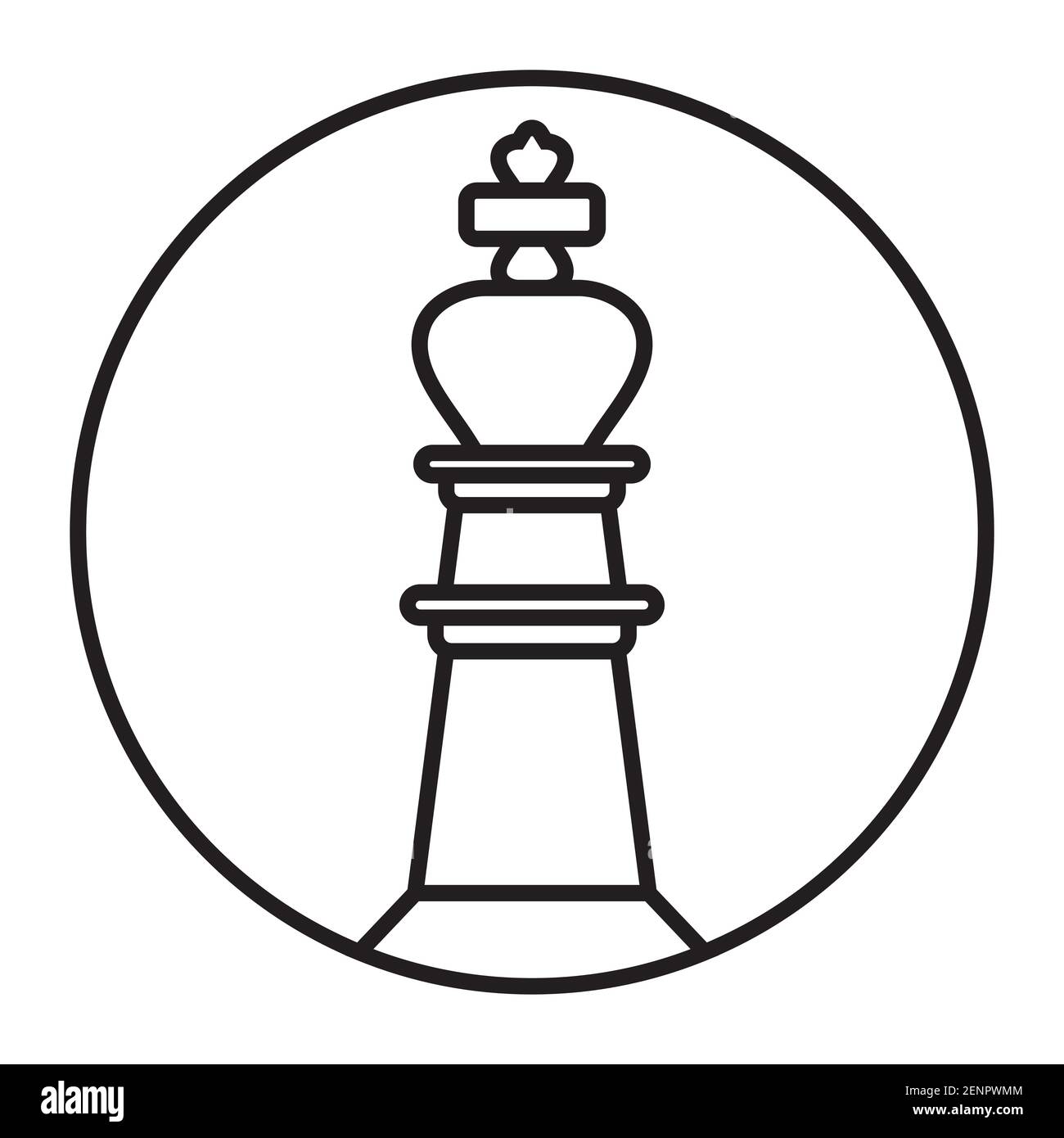Rounded a king chess piece line art icon for apps or website Stock Vector