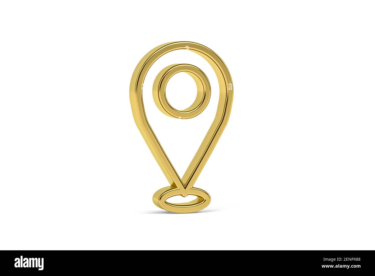 Golden 3d map pin icon isolated on white background - 3D render Stock ...