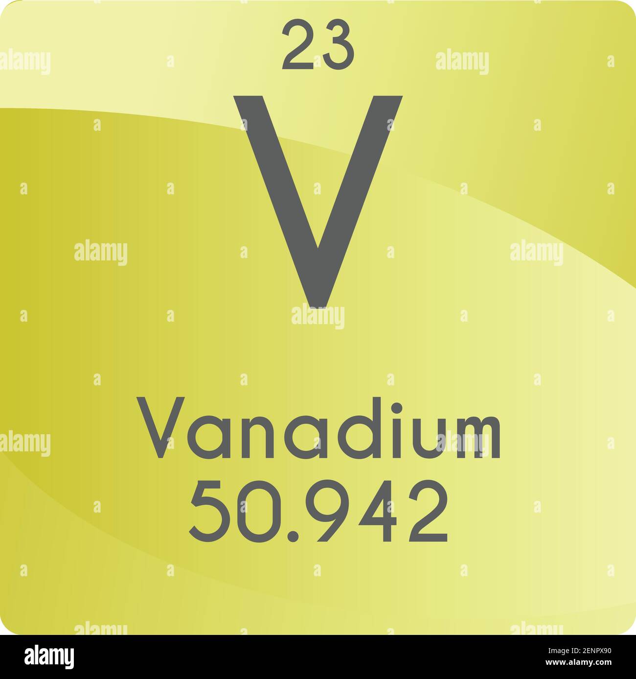 V Vanadium Transition metal Chemical Element vector illustration diagram, with atomic number and mass. Simple gradient flat design For education, lab, Stock Vector