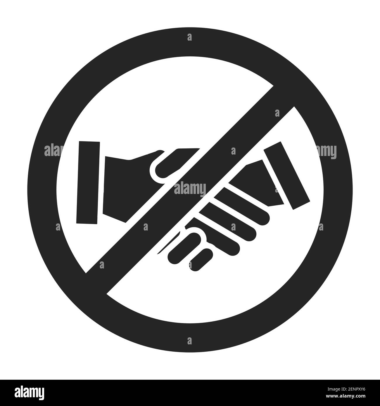 Flat vector handshake prohibited sign for apps or website Stock Vector