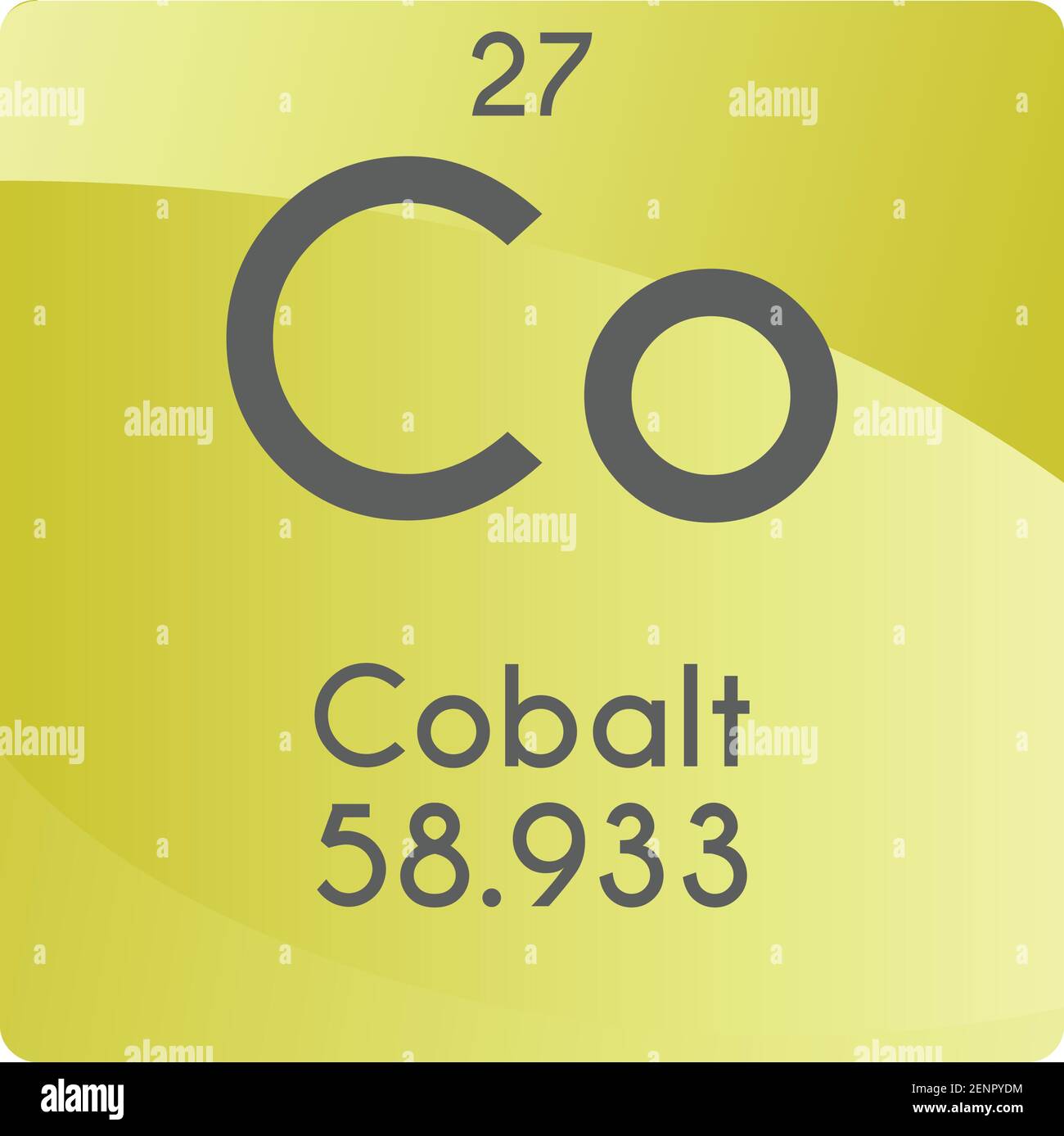 Co Cobalt Transition metal Chemical Element vector illustration diagram, with atomic number and mass. Simple gradient flat design For education, lab, Stock Vector