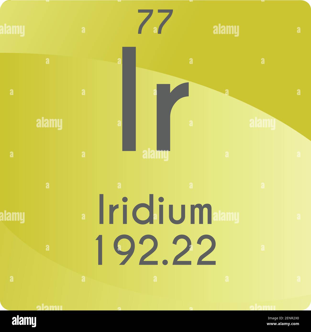 Ir Iridium Transition metal Chemical Element vector illustration diagram, with atomic number and mass. Simple gradient flat design For education, lab, Stock Vector