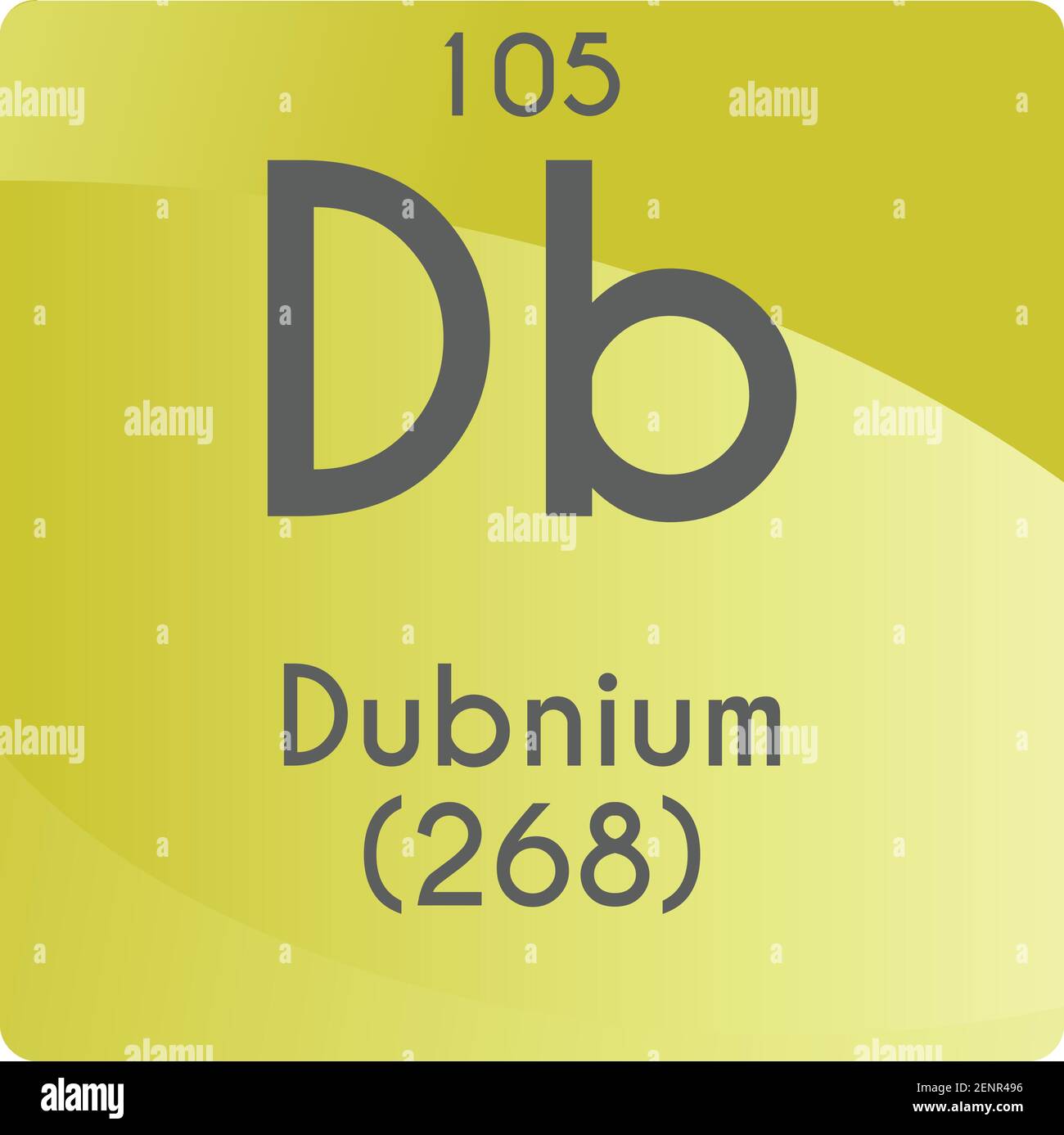 Db Dubnium Transition metal Chemical Element vector illustration diagram, with atomic number and mass. Simple gradient flat design For education, lab, Stock Vector