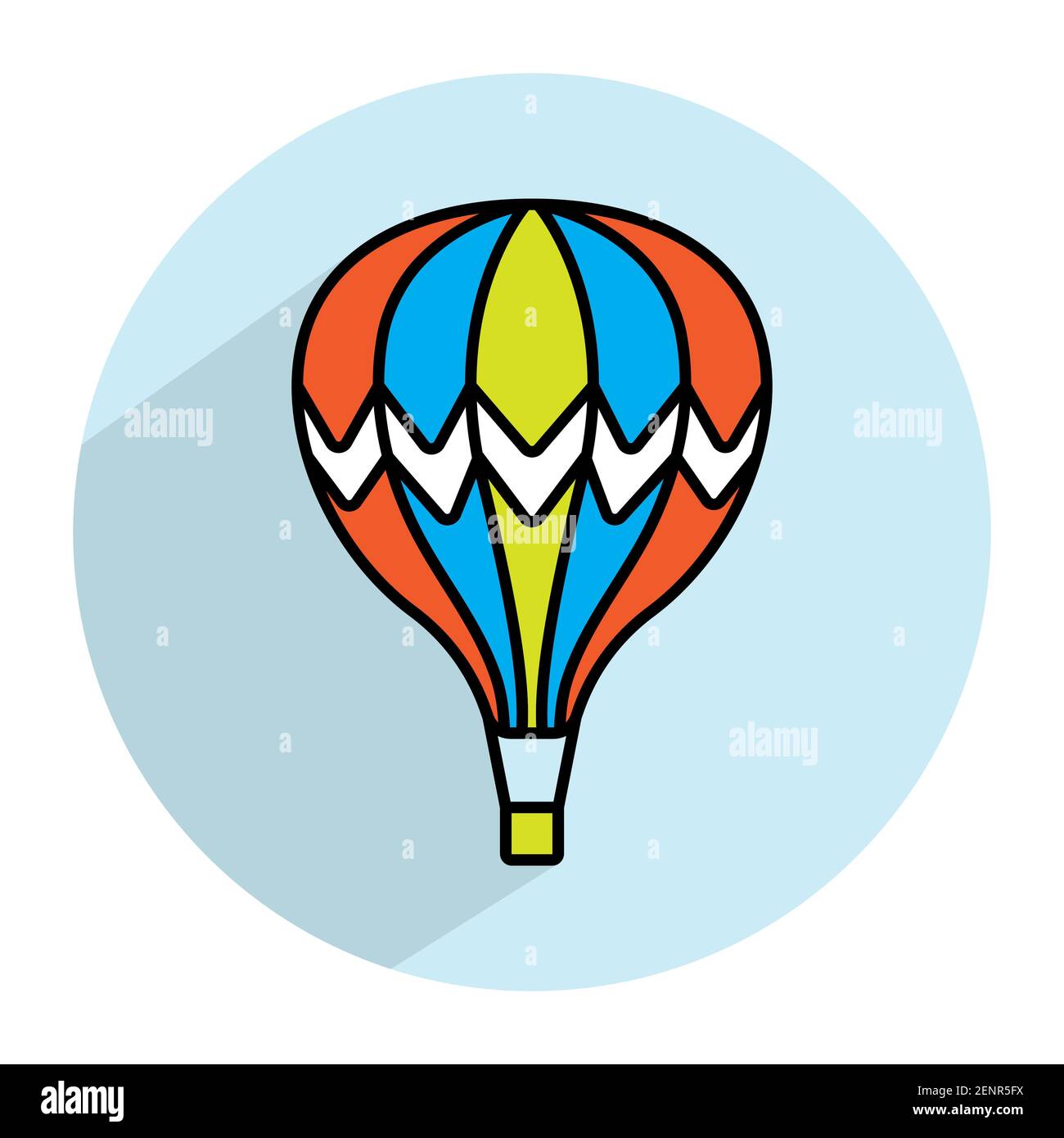 Hot air balloon vector icon with a round background for apps and ...
