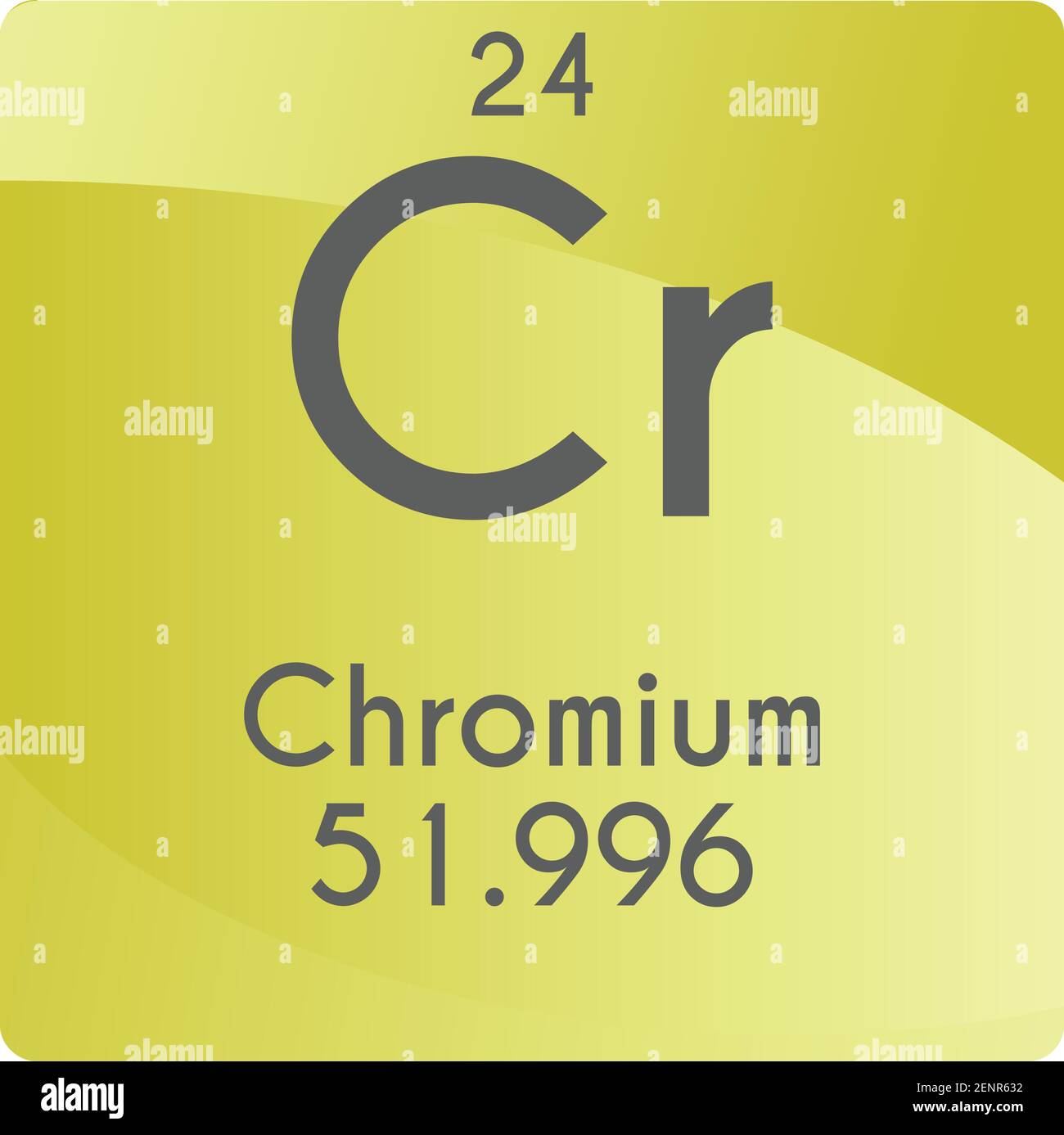 Cr Chromium Transition metal Chemical Element vector illustration diagram, with atomic number and mass. Simple gradient flat design For education, lab Stock Vector