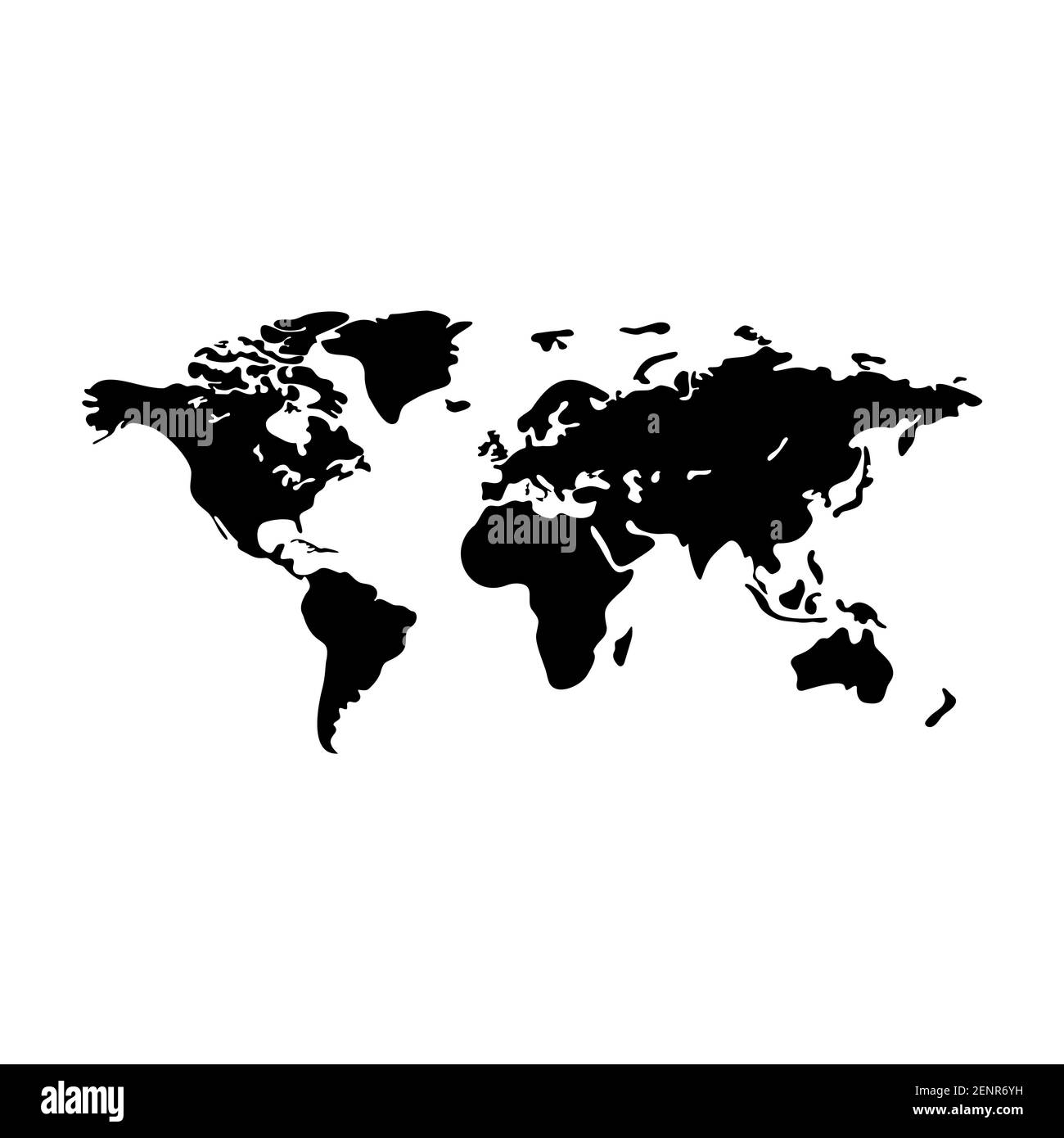 World map vector modern. Earth map vector outline silhouette isolated on white background. Flat map template for website pattern, annual report, infographics. Travel worldwide, map silhouette backdrop. Vector illustration Stock Vector