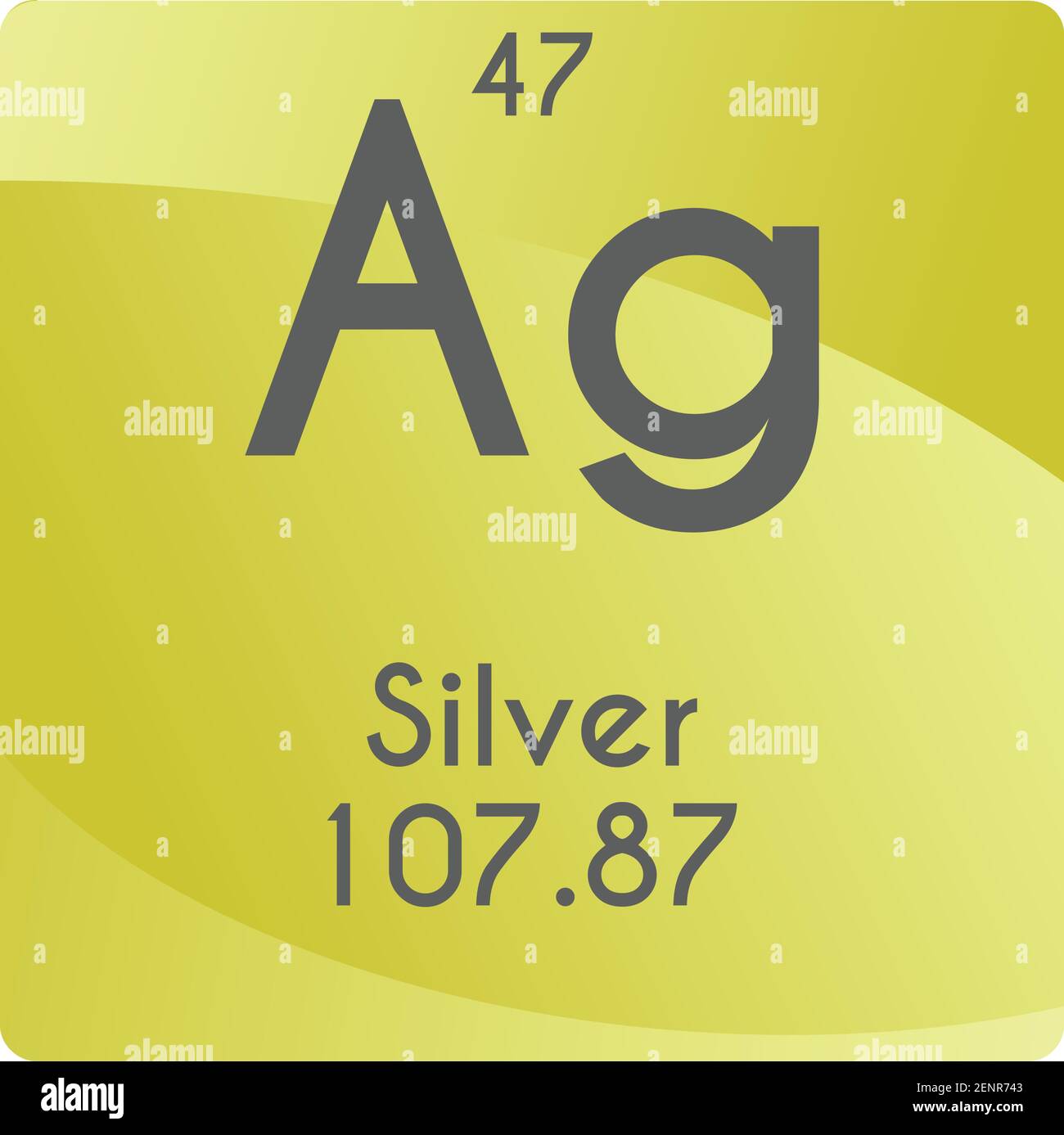 Ag Silver Transition metal Chemical Element vector illustration diagram, with atomic number and mass. Simple gradient flat design For education, lab Stock Vector