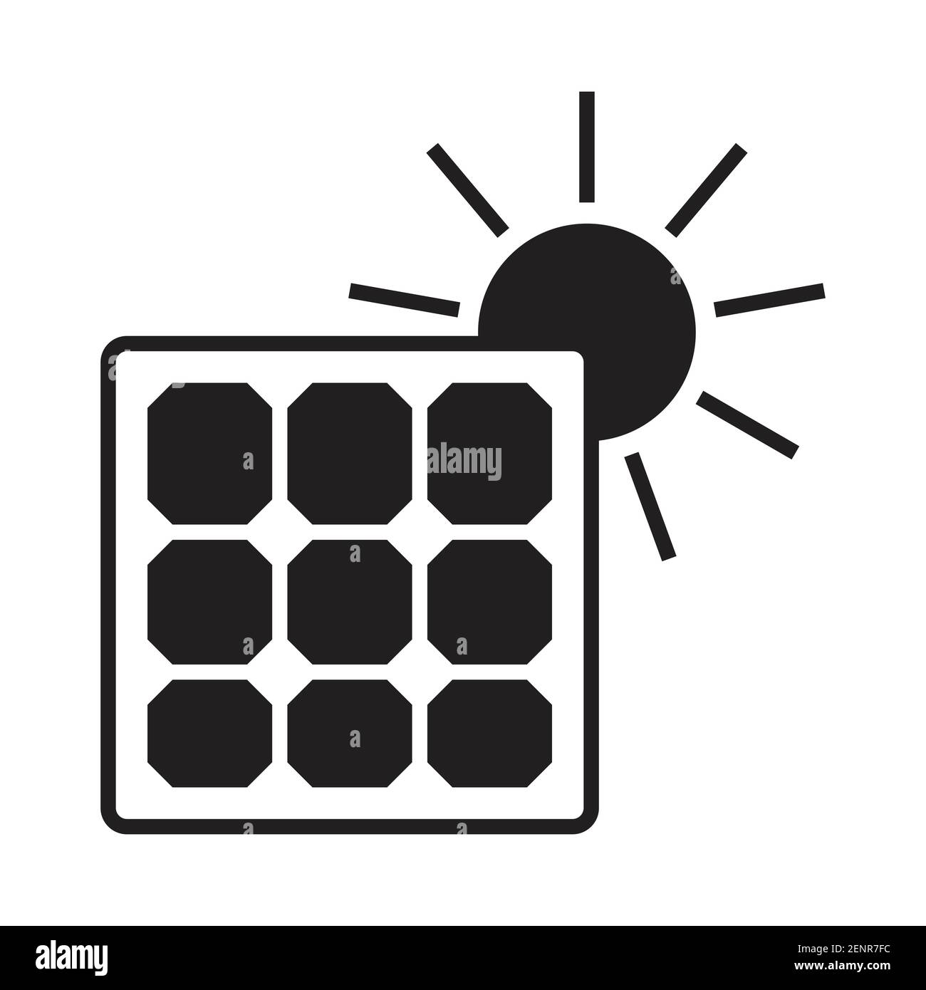 Solar panel with sun flat icon for apps or websites Stock Vector
