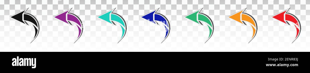Flat colorful vector icon a arrows sign or previous arrow symbol set on transparent background Stock Vector