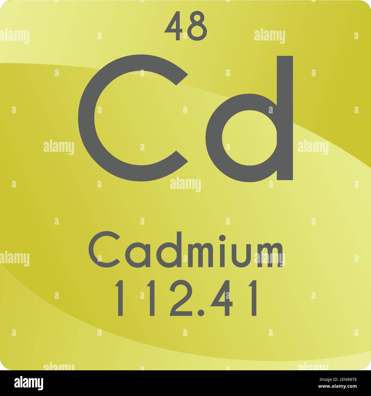 Cd Cadmium Transition metal Chemical Element vector illustration diagram, with atomic number and mass. Simple gradient flat design For education, lab, Stock Vector