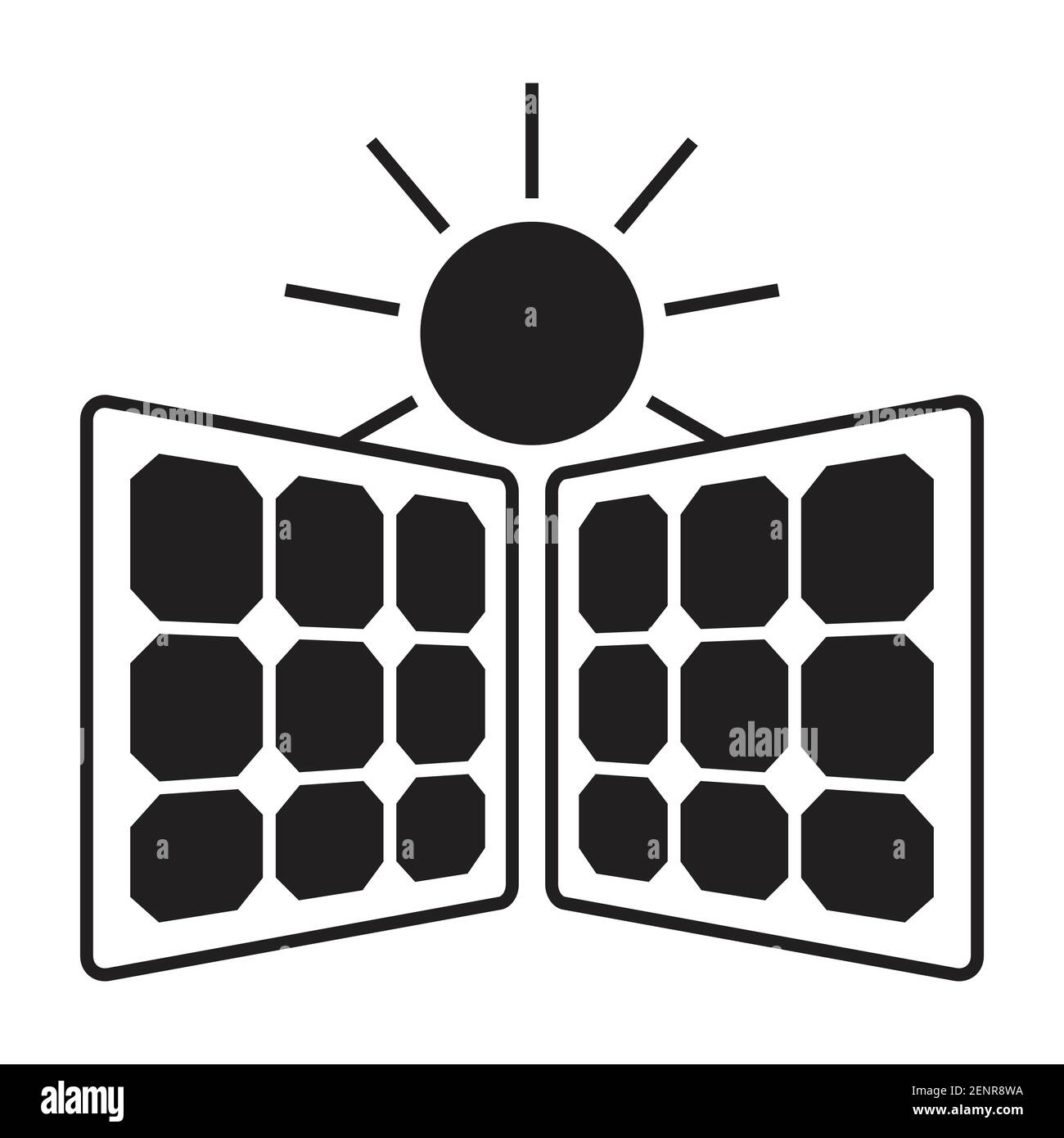 Flat icon a two solar panel with sun for apps or website Stock Vector
