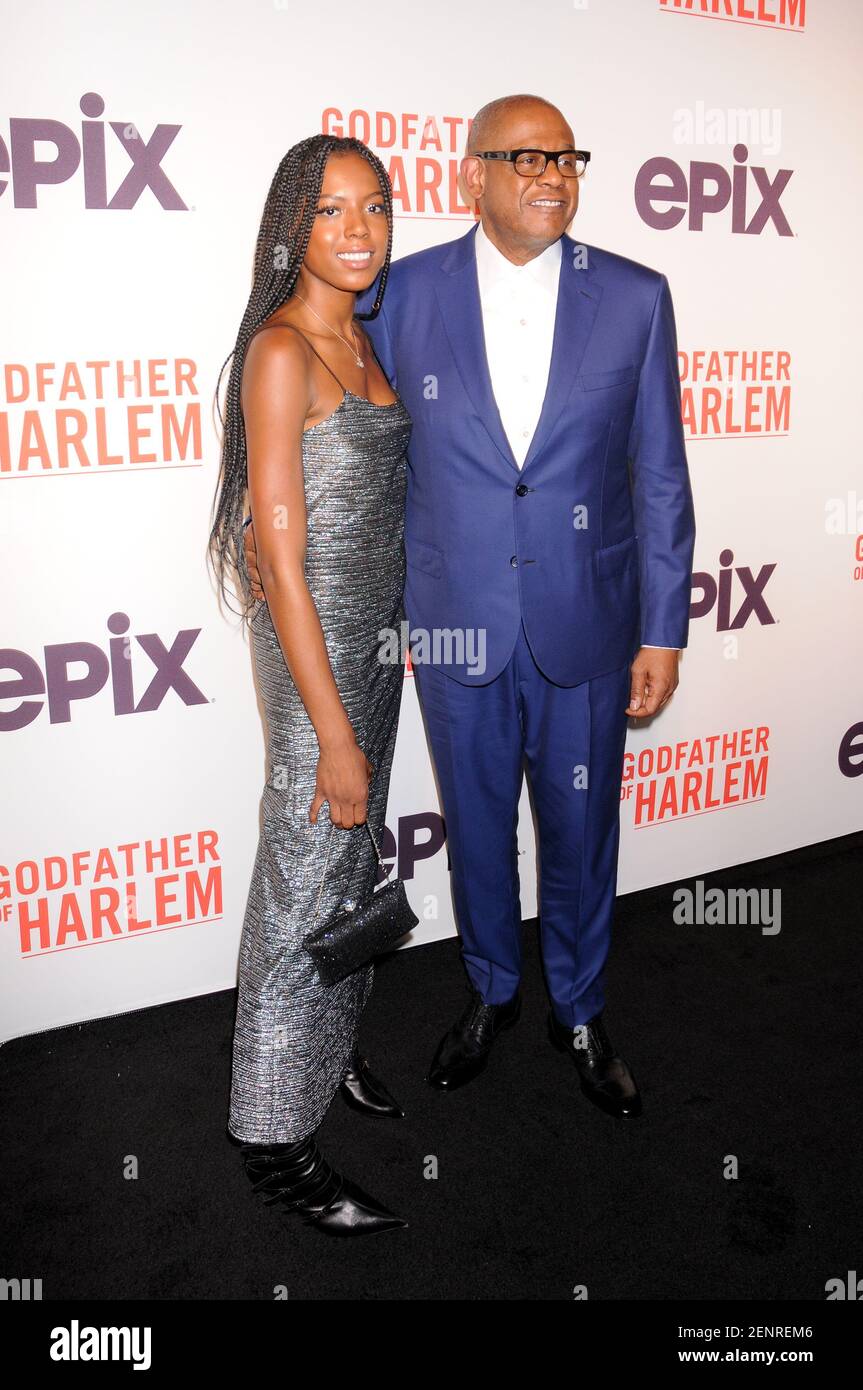 True Whitaker and Forest Whitaker attend the Godfather of Harlem screening  at the Apollo Theater in New York City. (Photo by Efren Landaos / SOPA  Images/Sipa USA Stock Photo - Alamy