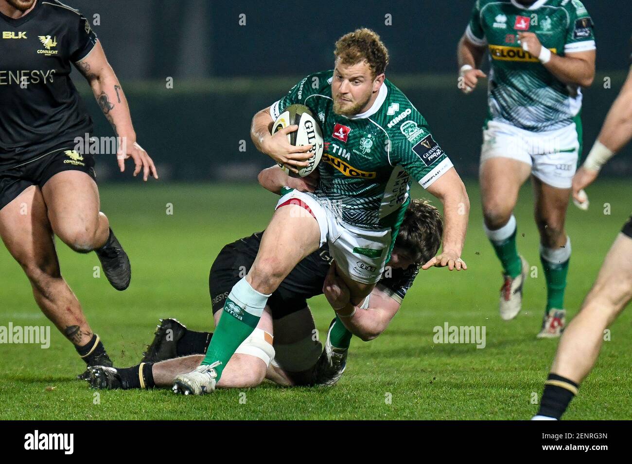 Treviso, Italy. 26th Feb, 2021. Tomas Baravalle (Benetton Treviso) carries  the ball during Benetton Treviso vs Connacht Rugby, Rugby Guinness Pro 14  match in Treviso, Italy, February 26 2021 Credit: Independent Photo