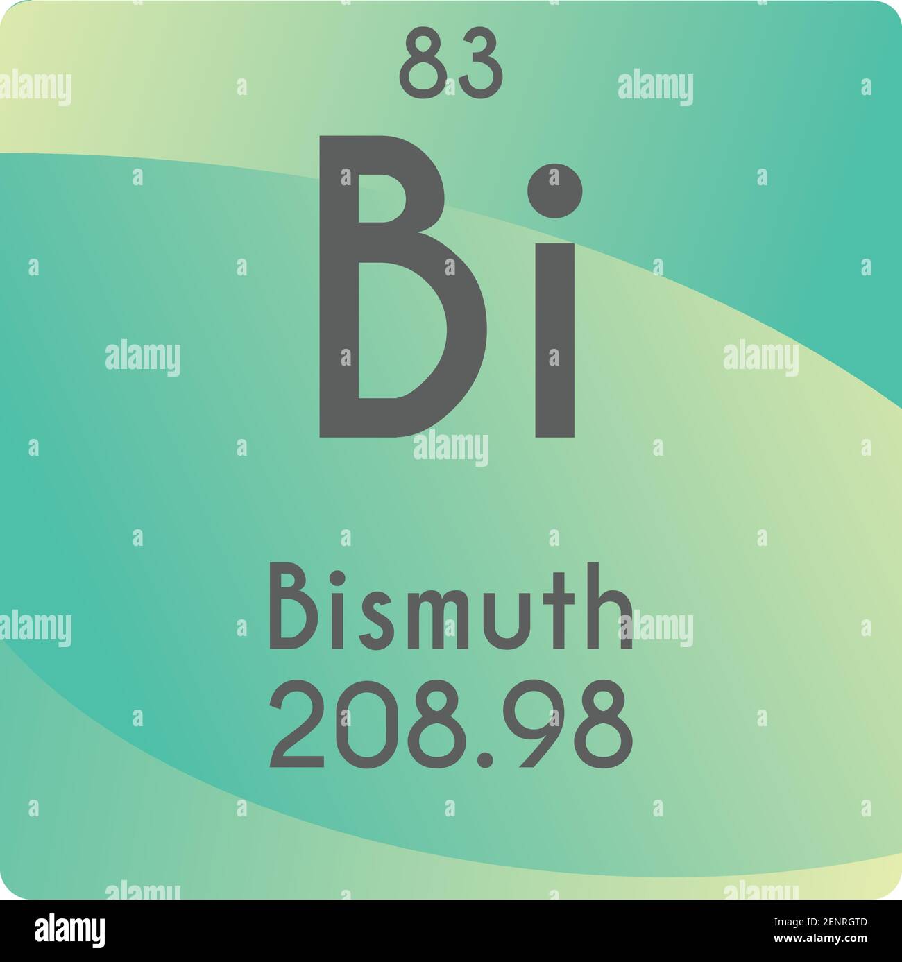 Bi Bismuth Post transition metal Chemical Element vector illustration diagram, with atomic number and mass. Simple gradient flat design For education, Stock Vector