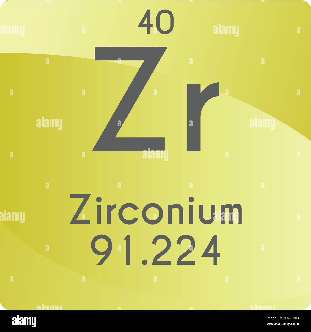 Zr Zirconium Transition metal Chemical Element vector illustration