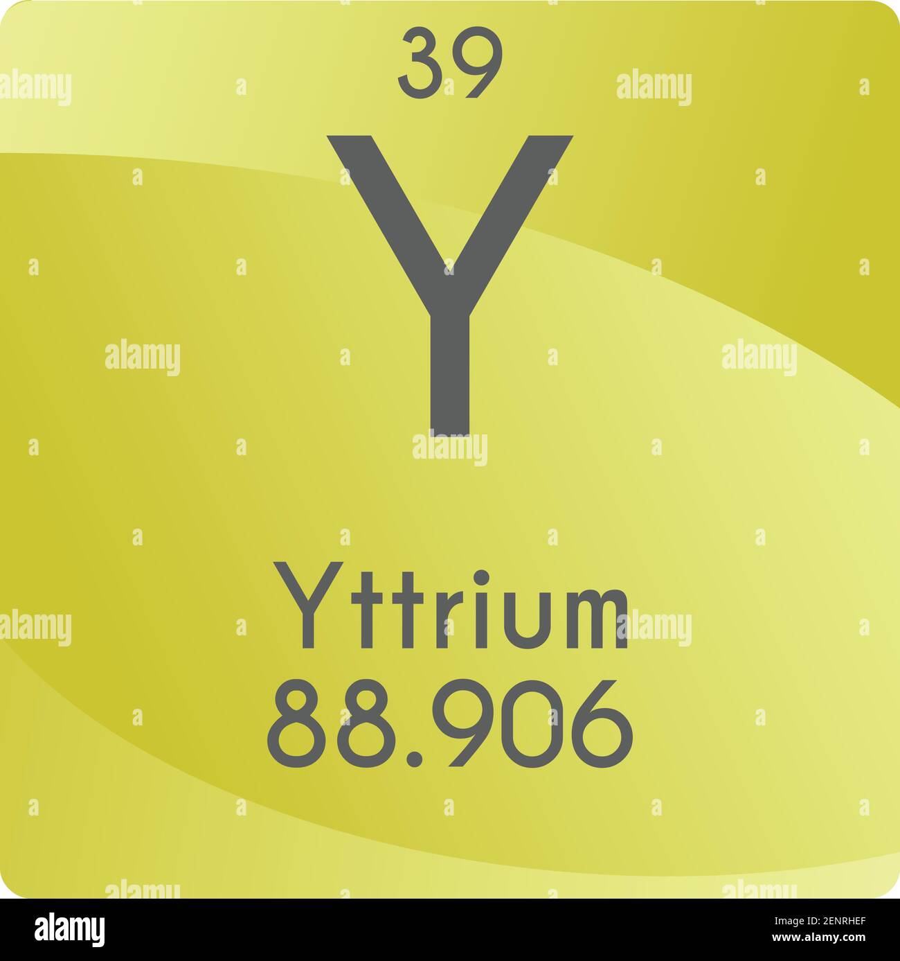 Y Yttrium Transition metal Chemical Element vector illustration diagram, with atomic number and mass. Simple gradient flat design For education, lab, Stock Vector