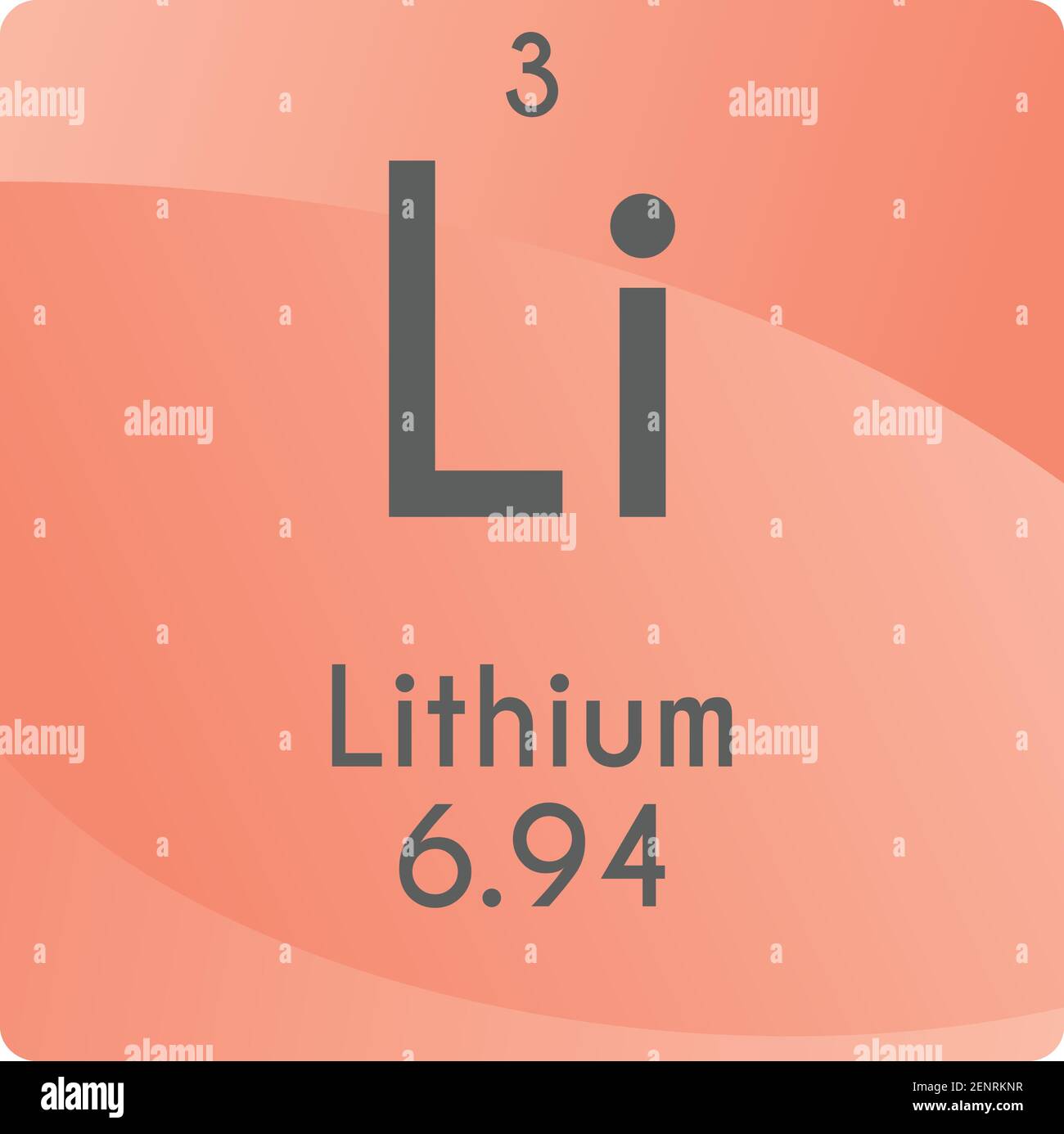 Li Lithium Alkali metal Chemical Element vector illustration diagram, with atomic number and mass. Simple gradient flat design For education, lab, Stock Vector