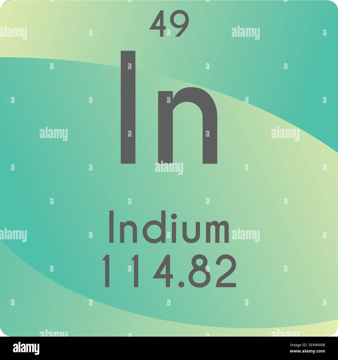 In Indium Post transition metal Chemical Element vector illustration diagram, with atomic number and mass. Simple gradient flat design For education, Stock Vector