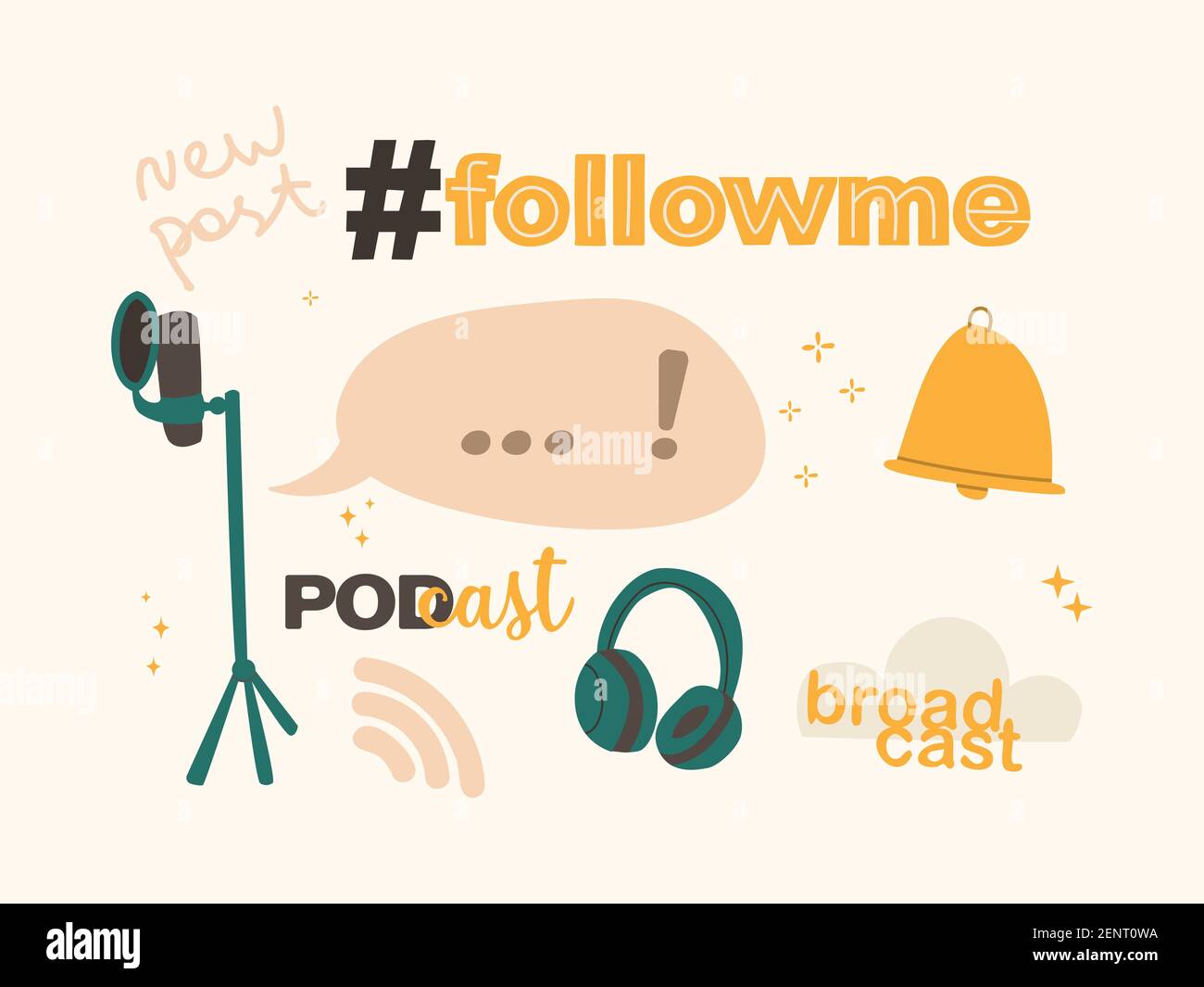 Set of vector tags for blogging or podcast show. Stock Vector