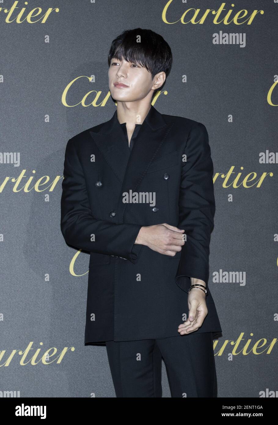 South Korean singer and actor Cha Eun-woo, member of boy group Astro,  attend a photocall for the jewelry brand Cartier Juste un Clou Party at  SFactory in Seoul, South Korea on September