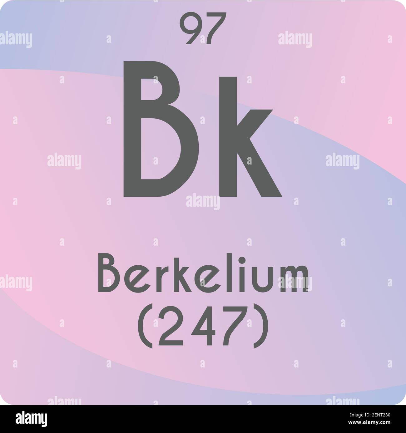 Bk Berkelium Actinoid Chemical Element vector illustration diagram, with atomic number and mass. Simple gradient flat design For education, lab Stock Vector