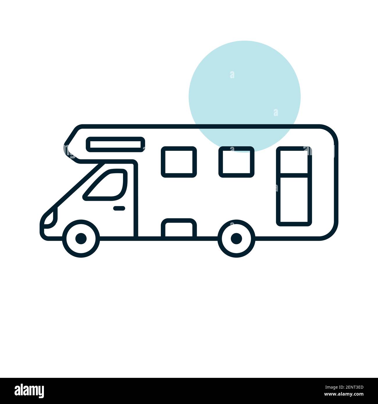 Mobile home Motor home Caravan Trailer Vehicle flat vector icon. Graph ...