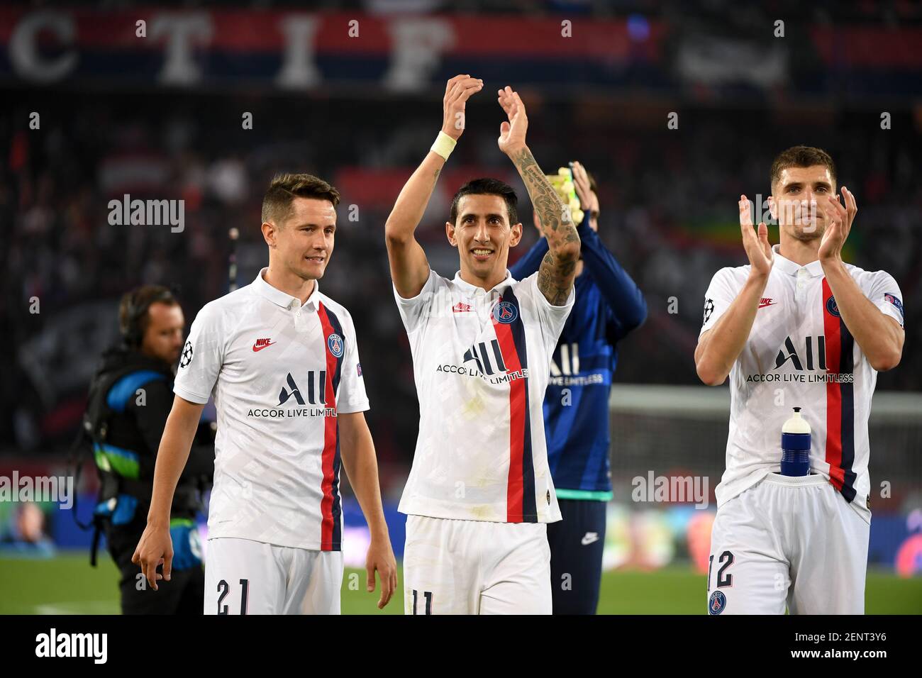 Angel Di Maria Paris SaintGermain vs Real Madrid at Parc des Princes in Paris. (Photo by