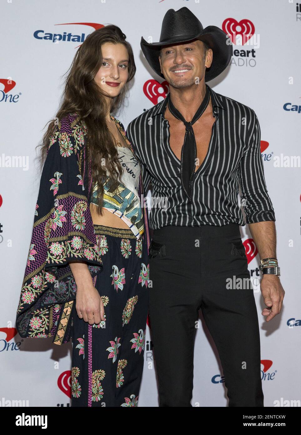 Country artist Tim McGraw and his daughter, Audrey, attends the iHeart ...