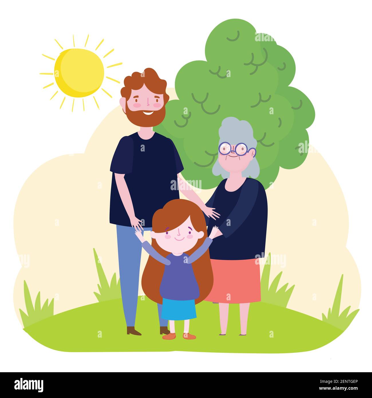 grandma dad daughter family cartoon Stock Vector Image & Art - Alamy