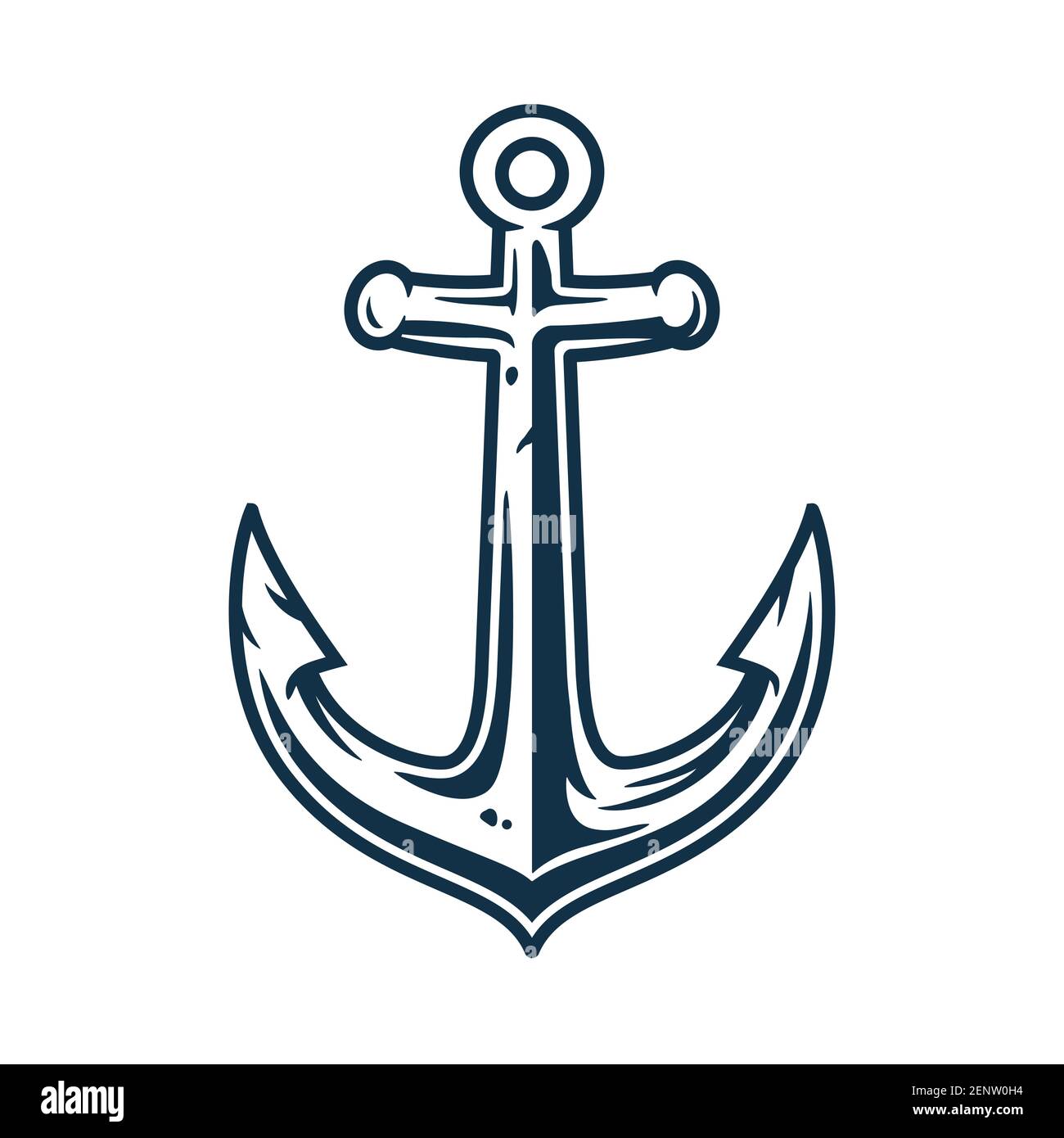 Nautical ship anchor isolated white background. Vector illustration for marine design Stock